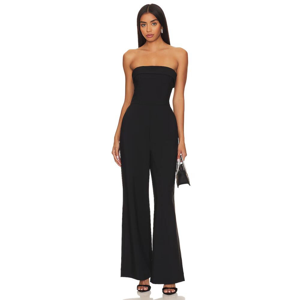 Women's Size S PISTOLA Black Valentina Polished Jumpsuit Strapless Trousers
